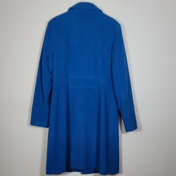 NWT MetroStyle Women Wool Trench Coat Size 12/M/L Teal Blue Button Up Pockets - Picture 11 of 14